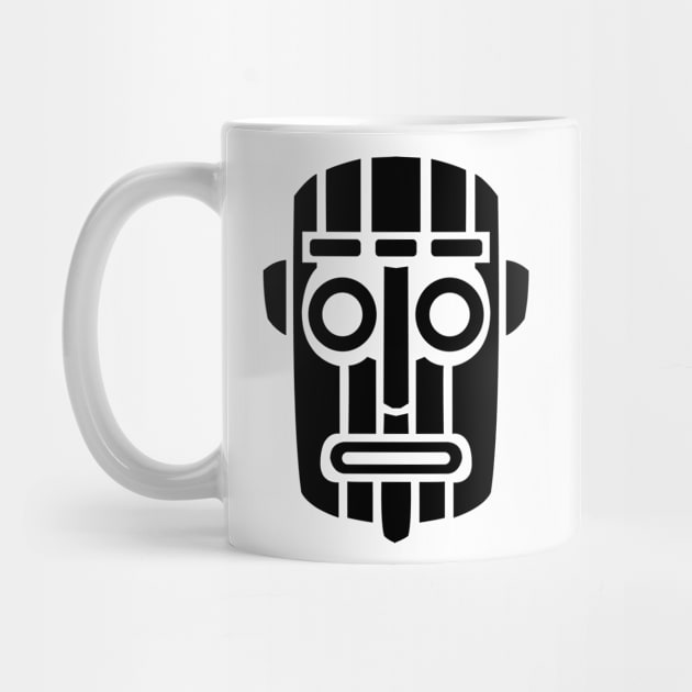 Black retro 1980s graphic tiki mask by TShirtGuy2267